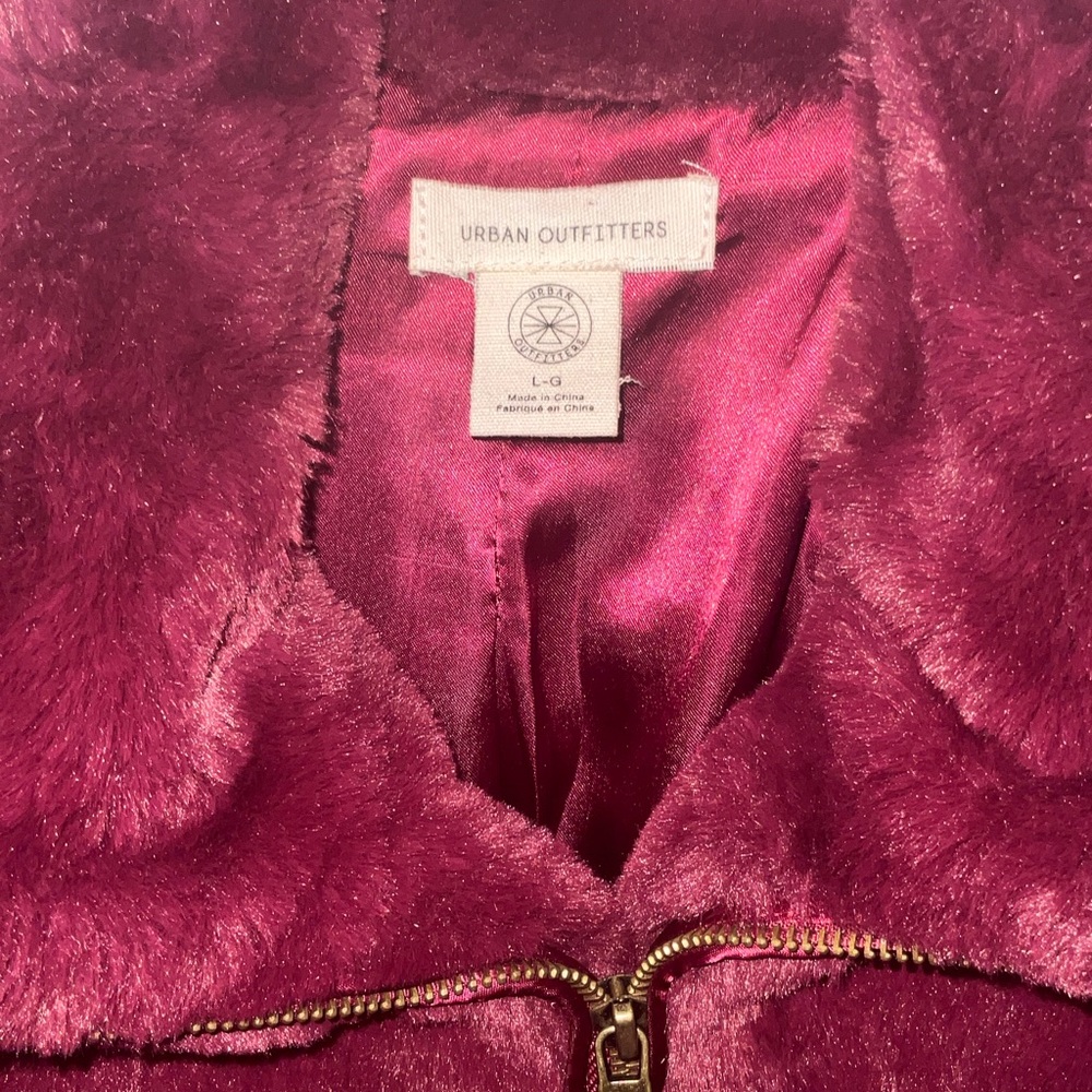 Urban Outfitters Deep Red Faux Fur Coat